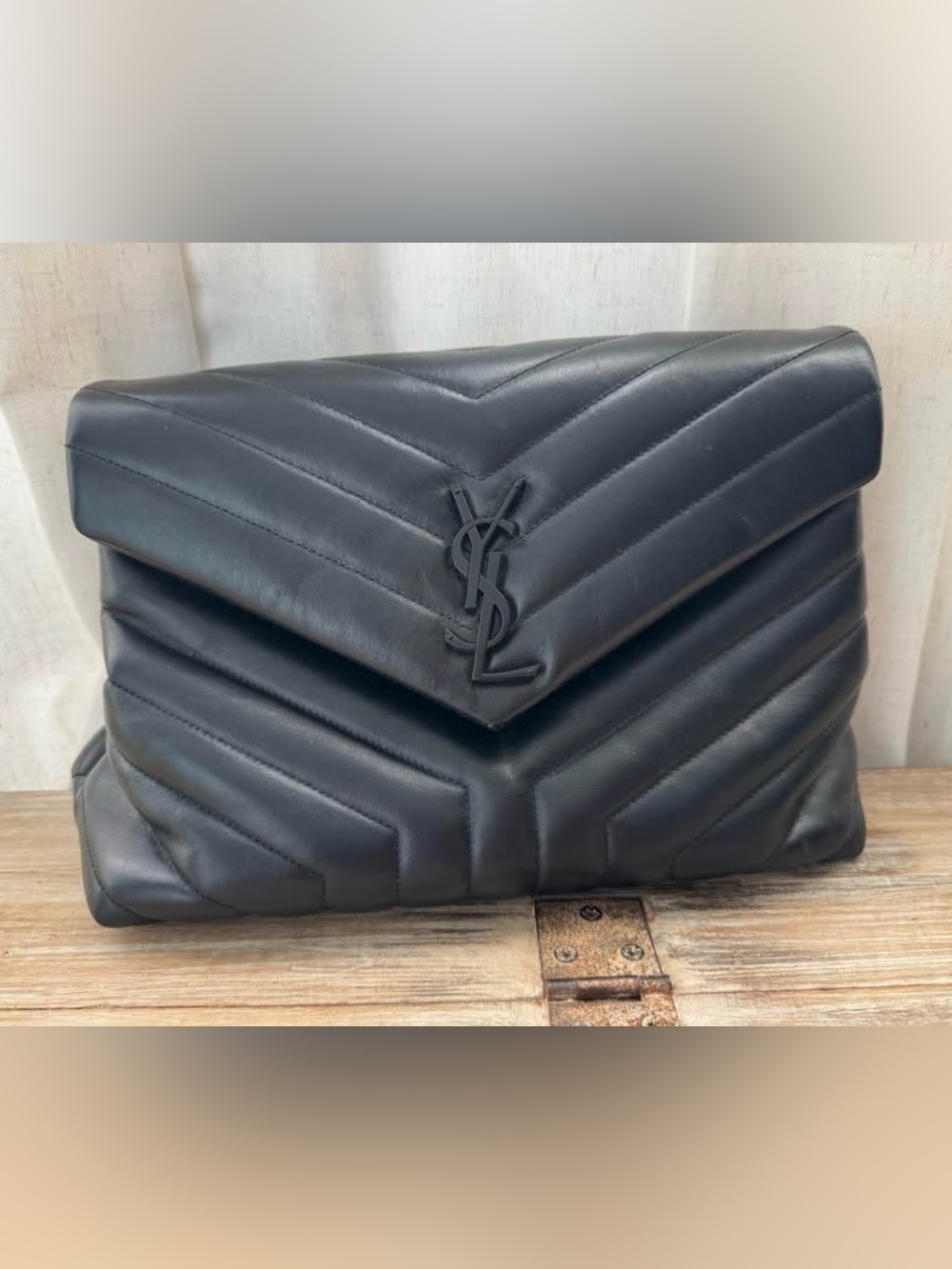 Saint Laurent “So Black” Chevron Loulou Shoulder Bag – Medium